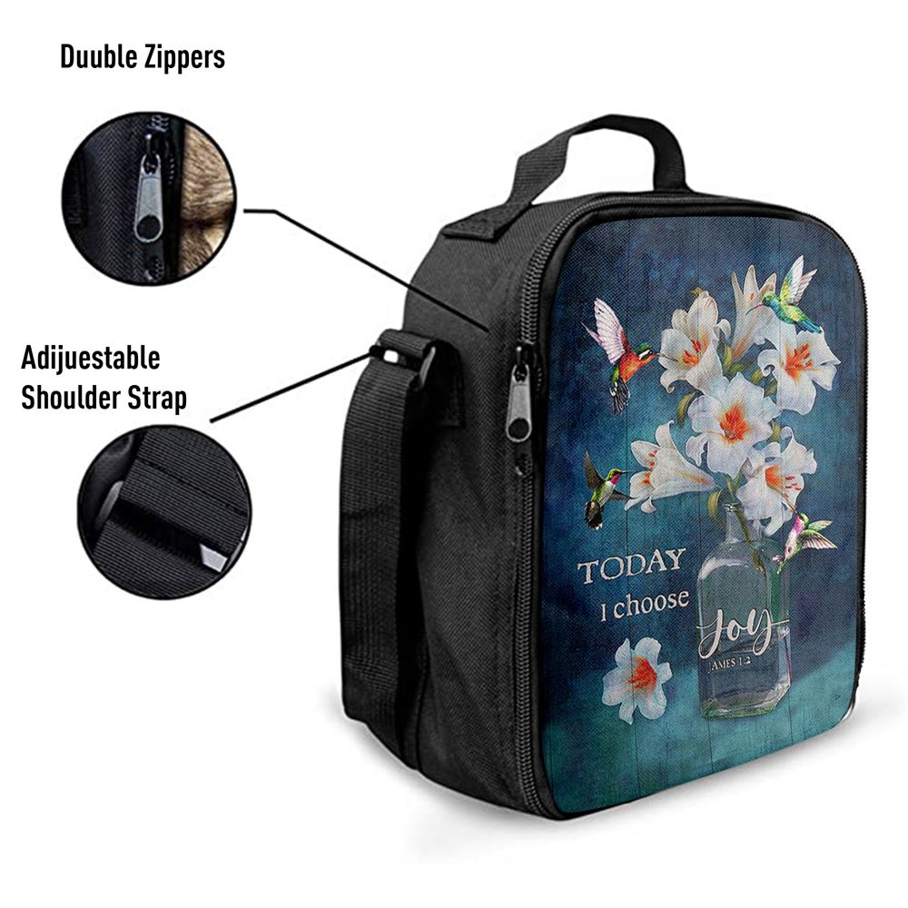 Today I Choose Joy Lily Hummingbird - Lunch Bag For Men And Women, Spiritual Christian Lunch Box For School, Work