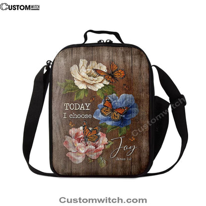 Today I Choose Joy Monarch Butterfly Camellia Lunch Bag For Men And Women, Spiritual Christian Lunch Box For School, Work