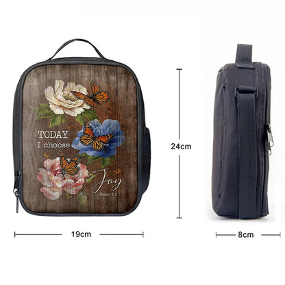 Today I Choose Joy Monarch Butterfly Camellia Lunch Bag For Men And Women, Spiritual Christian Lunch Box For School, Work