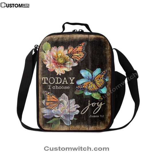 Today I Choose Joy Orange Butterfly Lunch Bag For Men And Women, Spiritual Christian Lunch Box For School, Work