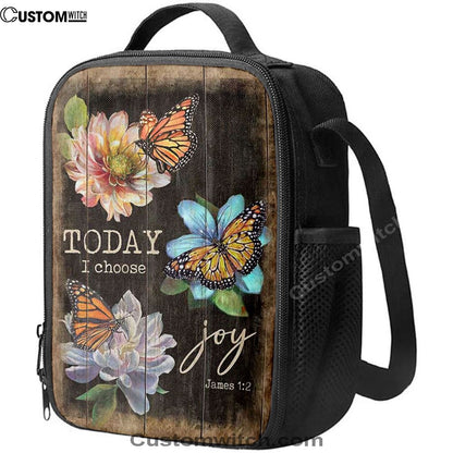 Today I Choose Joy Orange Butterfly Lunch Bag For Men And Women, Spiritual Christian Lunch Box For School, Work