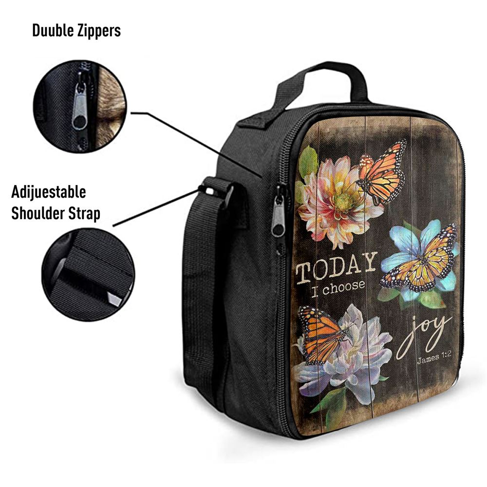 Today I Choose Joy Orange Butterfly Lunch Bag For Men And Women, Spiritual Christian Lunch Box For School, Work
