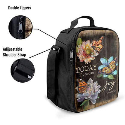 Today I Choose Joy Orange Butterfly Lunch Bag For Men And Women, Spiritual Christian Lunch Box For School, Work