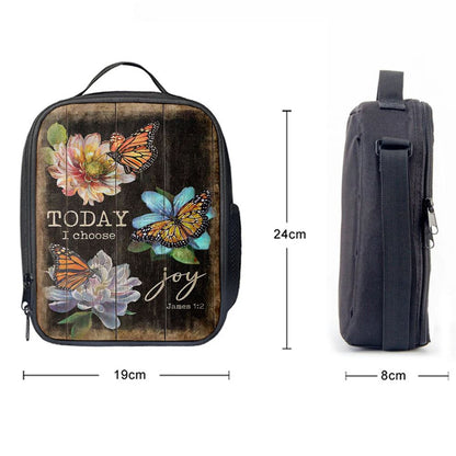 Today I Choose Joy Orange Butterfly Lunch Bag For Men And Women, Spiritual Christian Lunch Box For School, Work