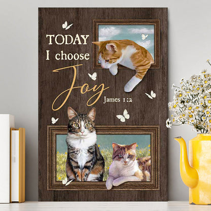 Today I Choose Joy Pretty Cat Yellow Daisy Field Canvas Print - Inspirational Canvas Art - Christian Wall Art Home Decor