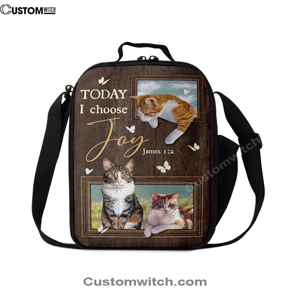Today I Choose Joy Pretty Cat Yellow Daisy Field Lunch Bag For Men And Women, Spiritual Christian Lunch Box For School, Work