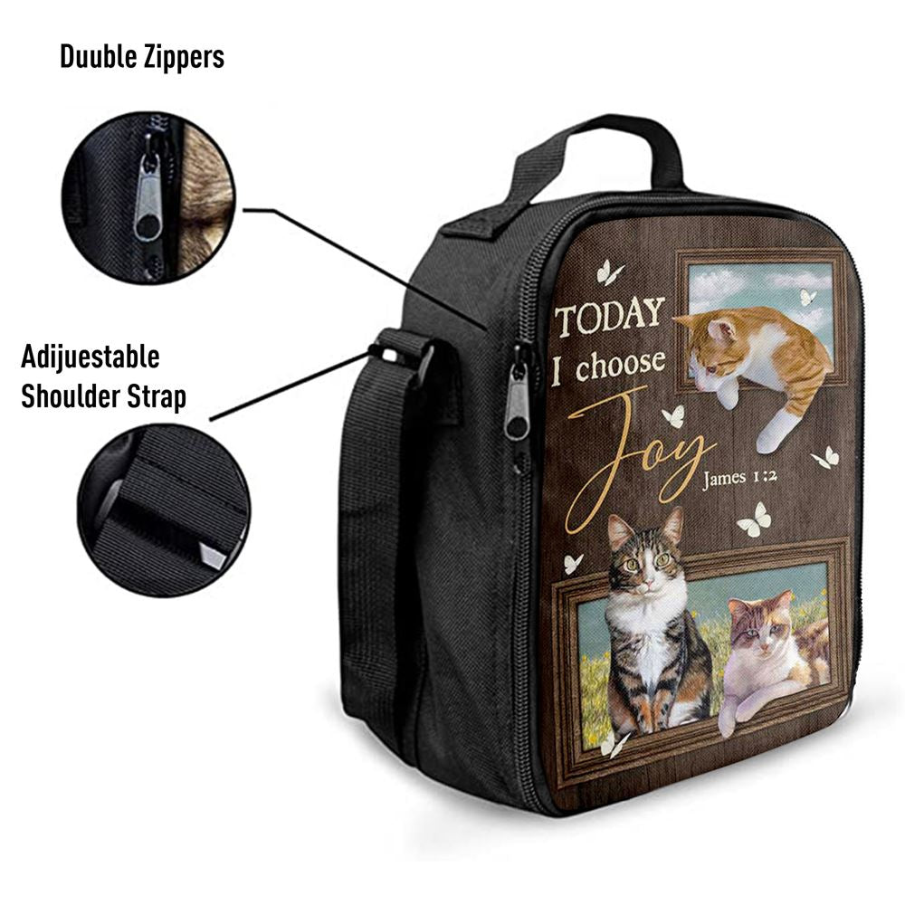 Today I Choose Joy Pretty Cat Yellow Daisy Field Lunch Bag For Men And Women, Spiritual Christian Lunch Box For School, Work