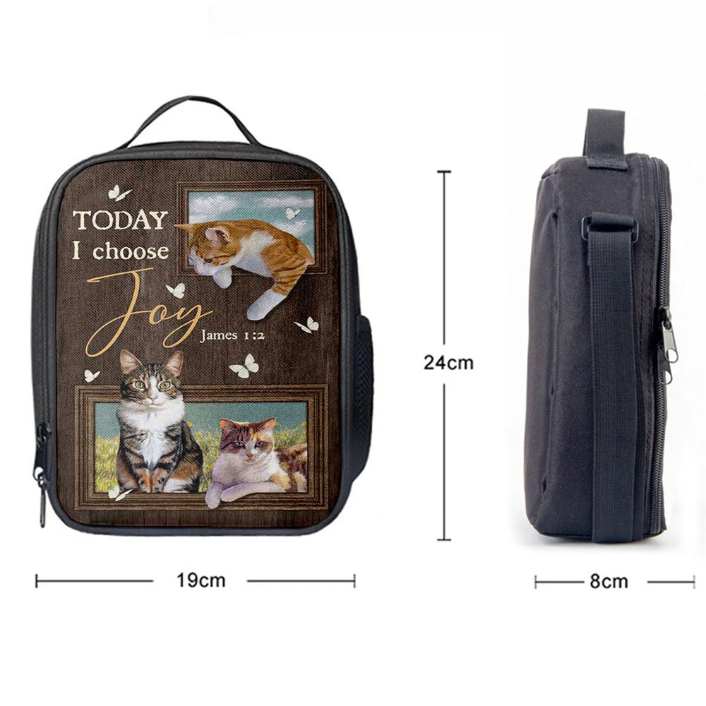 Today I Choose Joy Pretty Cat Yellow Daisy Field Lunch Bag For Men And Women, Spiritual Christian Lunch Box For School, Work