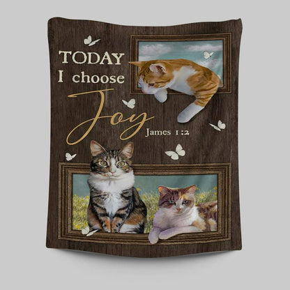 Today I Choose Joy Pretty Cat Yellow Daisy Field Tapestry Print - Inspirational Tapestry Art - Christian Wall Art Home Decor