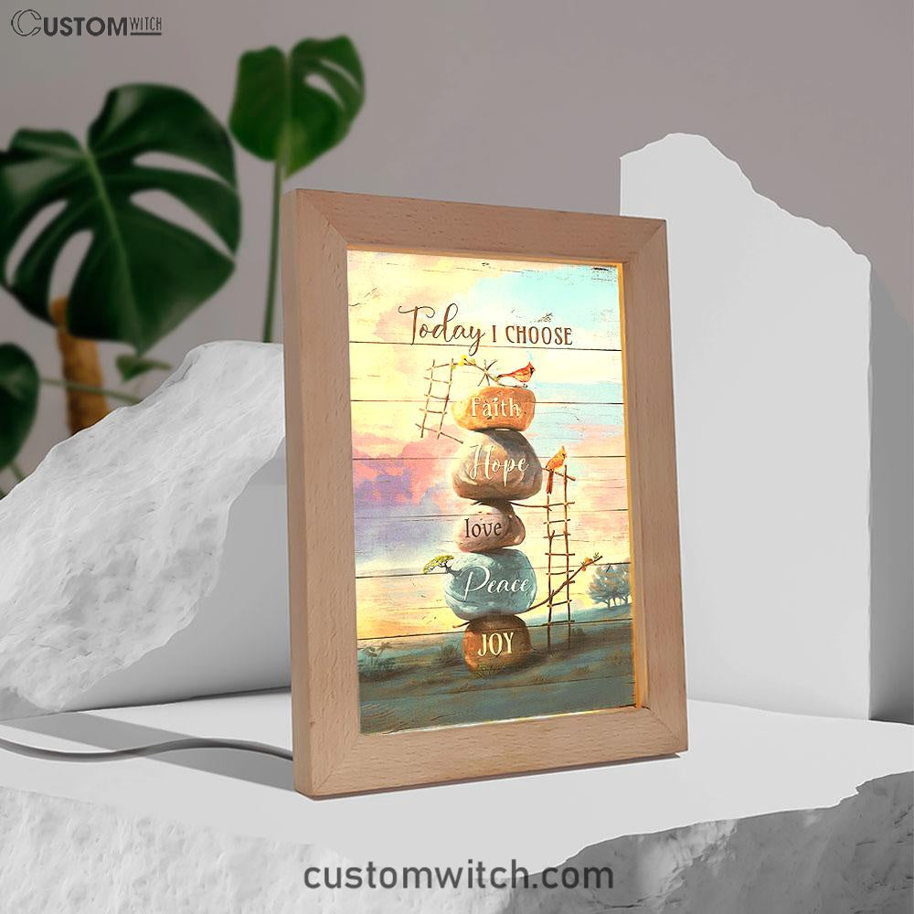 Today I Choose Joy Rock Red Cardinal Frame Lamp Print - Inspirational Frame Lamp Art - Christian Art Home Decor