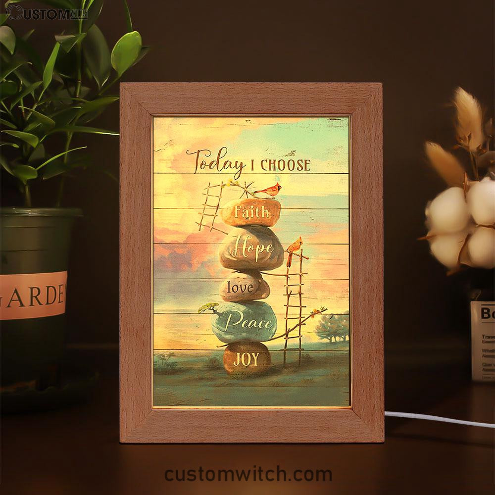 Today I Choose Joy Rock Red Cardinal Frame Lamp Print - Inspirational Frame Lamp Art - Christian Art Home Decor