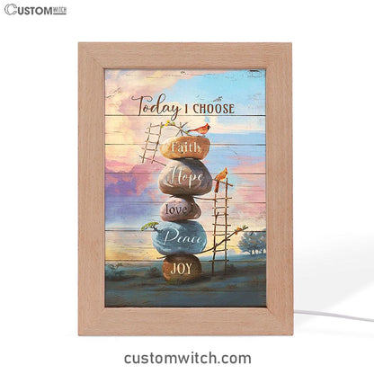Today I Choose Joy Rock Red Cardinal Frame Lamp Print - Inspirational Frame Lamp Art - Christian Art Home Decor