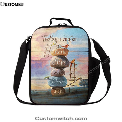 Today I Choose Joy Rock Red Cardinal Lunch Bag For Men And Women, Spiritual Christian Lunch Box For School, Work