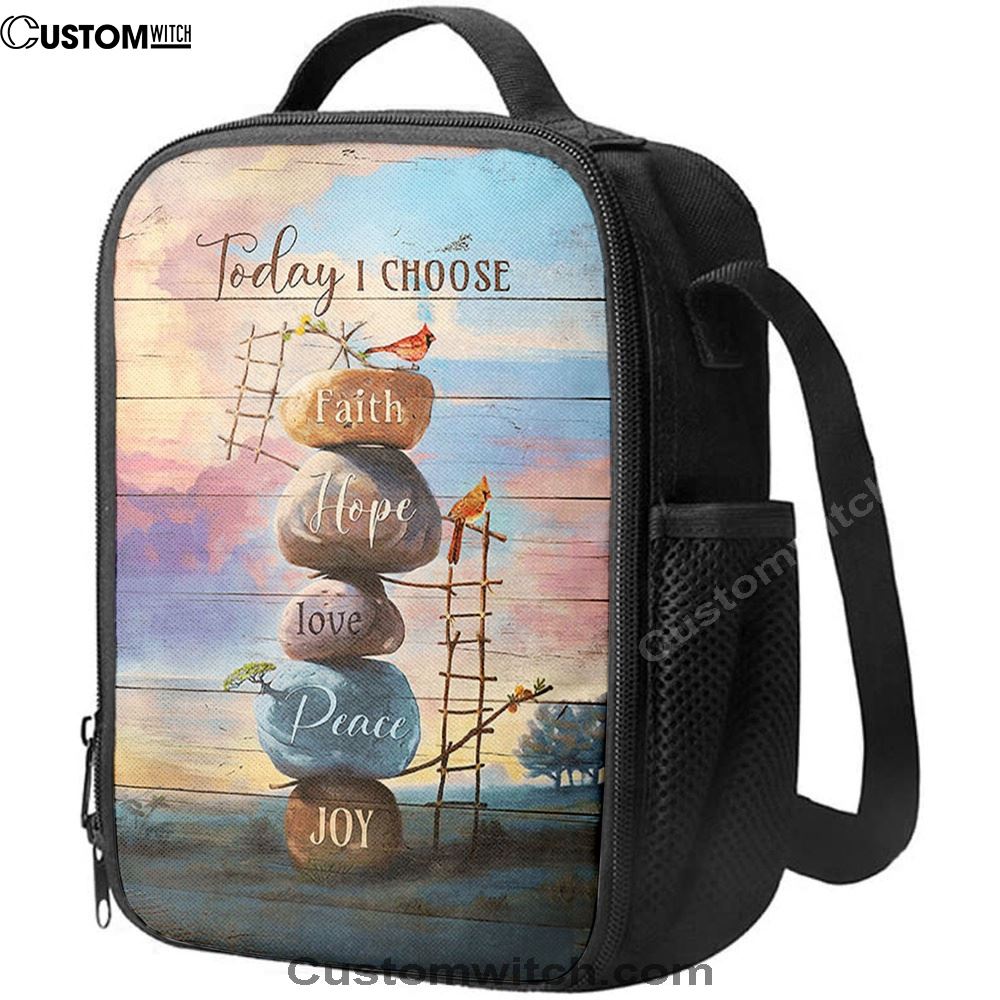Today I Choose Joy Rock Red Cardinal Lunch Bag For Men And Women, Spiritual Christian Lunch Box For School, Work