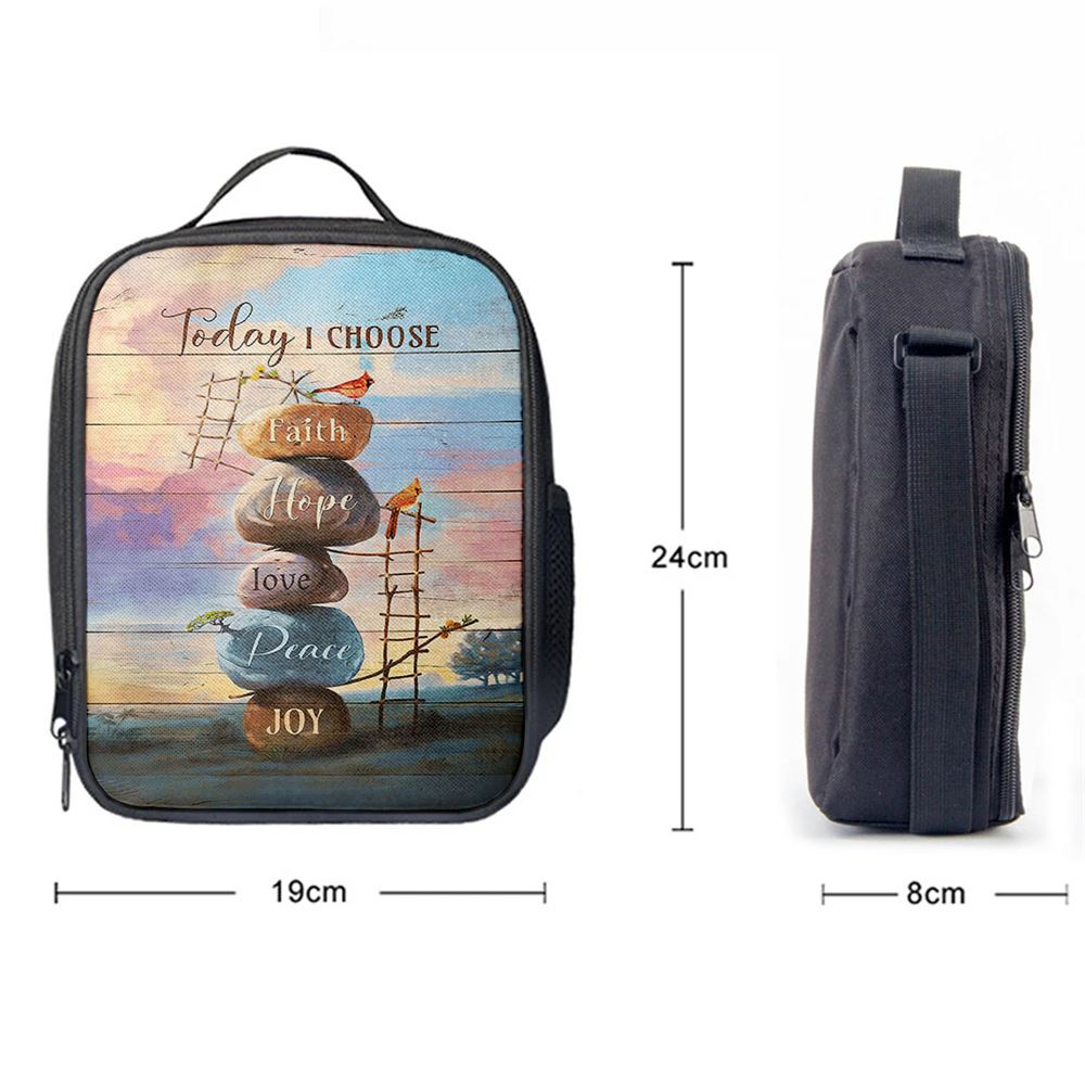 Today I Choose Joy Rock Red Cardinal Lunch Bag For Men And Women, Spiritual Christian Lunch Box For School, Work