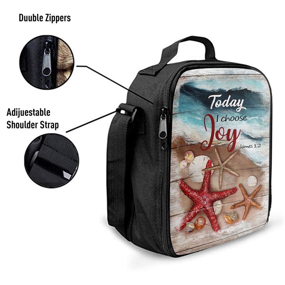 Today I Choose Joy Starfish Blue Ocean Lunch Bag For Men And Women, Spiritual Christian Lunch Box For School, Work