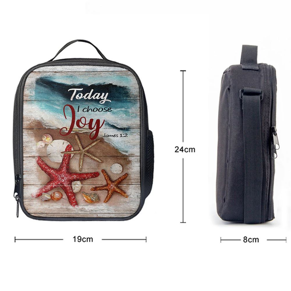 Today I Choose Joy Starfish Blue Ocean Lunch Bag For Men And Women, Spiritual Christian Lunch Box For School, Work
