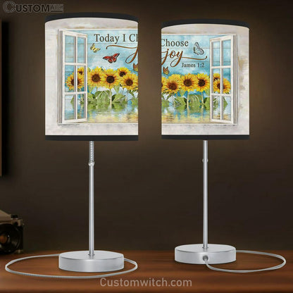 Today I Choose Joy Sunflower Garden Butterfly Table Lamb Art - Bible Verse Lamb Gift - Christian Bedroom Decor