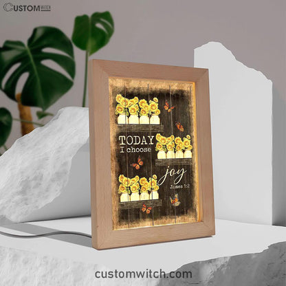 Today I Choose Joy Sunflower Orange Butterfly Frame Lamp Art - Bible Verse Wooden Lamp - Inspirational Art - Christian Home Decor