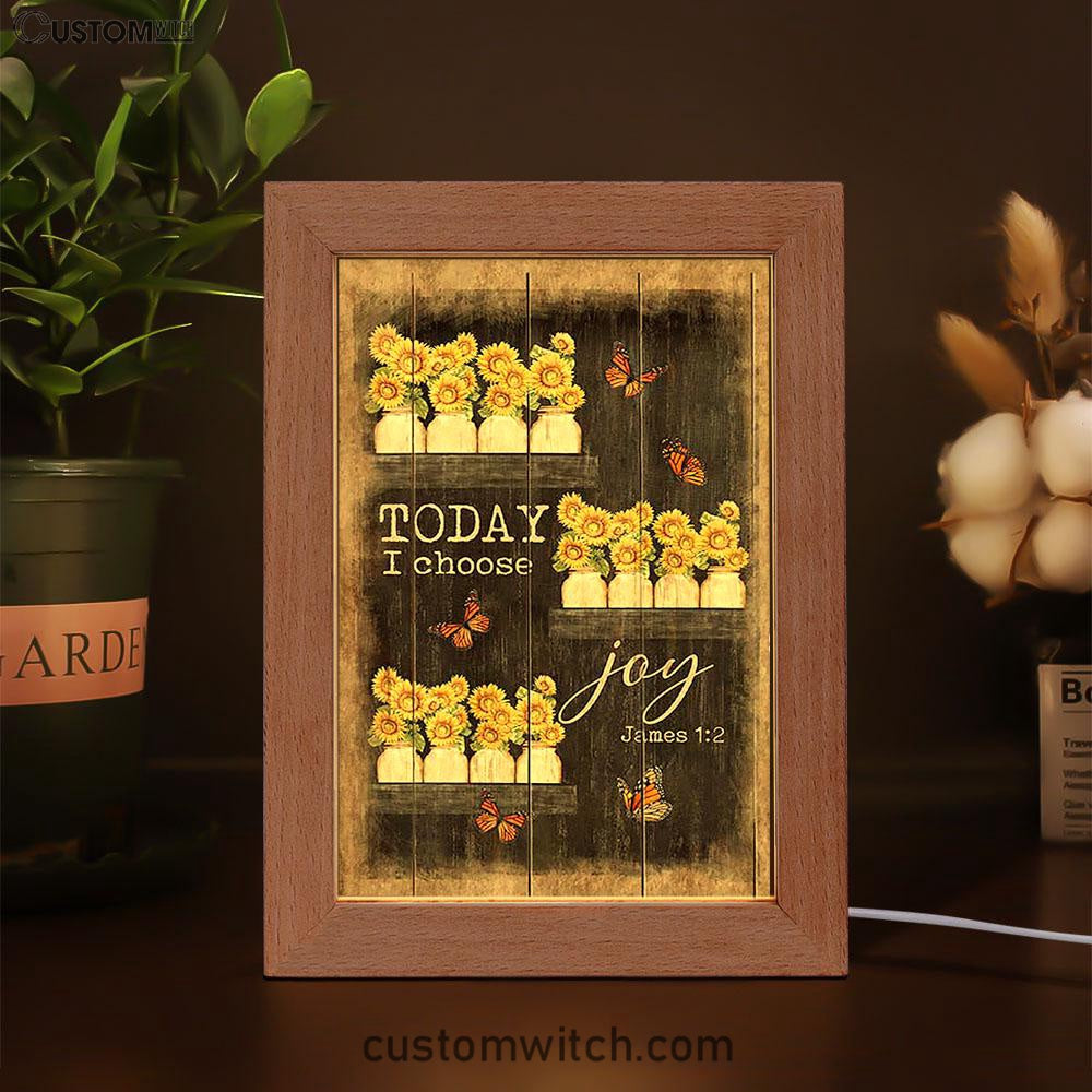 Today I Choose Joy Sunflower Orange Butterfly Frame Lamp Art - Bible Verse Wooden Lamp - Inspirational Art - Christian Home Decor