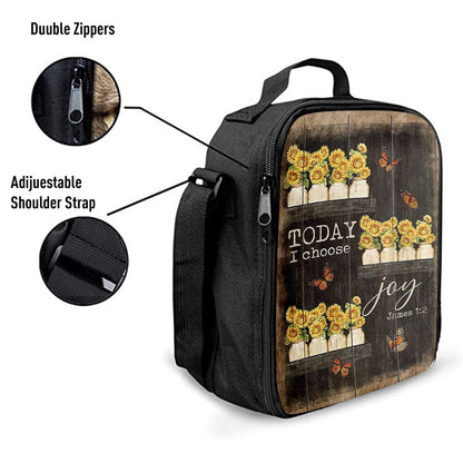 Today I Choose Joy Sunflower Orange Butterfly Lunch Bag For Men And Women, Spiritual Christian Lunch Box For School, Work