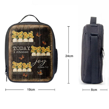 Today I Choose Joy Sunflower Orange Butterfly Lunch Bag For Men And Women, Spiritual Christian Lunch Box For School, Work