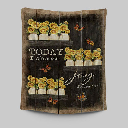 Today I Choose Joy Sunflower Orange Butterfly Tapestry Wall Art - Bible Verse Tapestry Art - Inspirational Art -  Christian Indoor Wall Tapestries