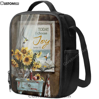 Today I Choose Joy Sunflower Vase Hummingbird Lunch Bag For Men And Women, Spiritual Christian Lunch Box For School, Work