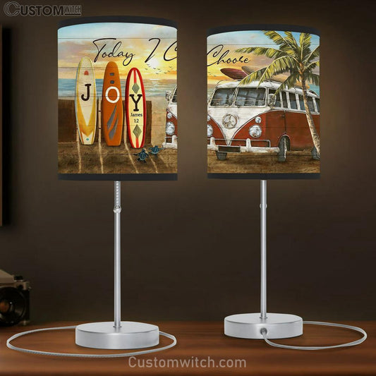 Today I Choose Joy Vintage Bus Table Lamb Art - Bible Verse Lamb Gift - Christian Bedroom Decor