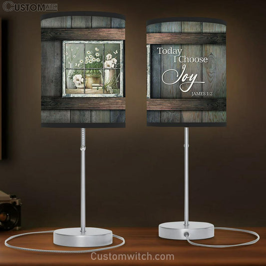 Today I Choose Joy White Climbing Roses Daisy Flower Table Lamb Art - Bible Verse Lamb Gift - Christian Bedroom Decor