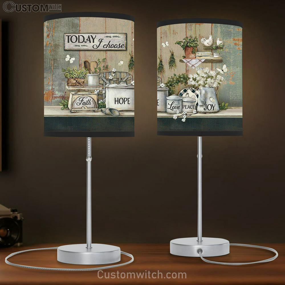 Today I Choose Joy White Flower Green Kitchen Butterfly Table Lamb Art - Bible Verse Lamb Gift - Christian Bedroom Decor