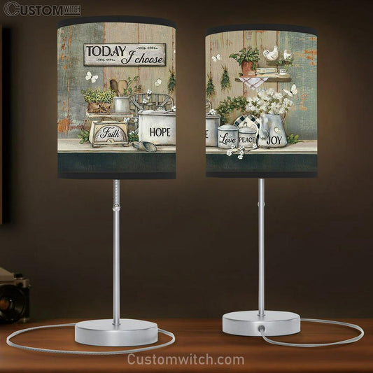 Today I Choose Joy White Flower Green Kitchen Butterfly Table Lamb Art - Bible Verse Lamb Gift - Christian Bedroom Decor