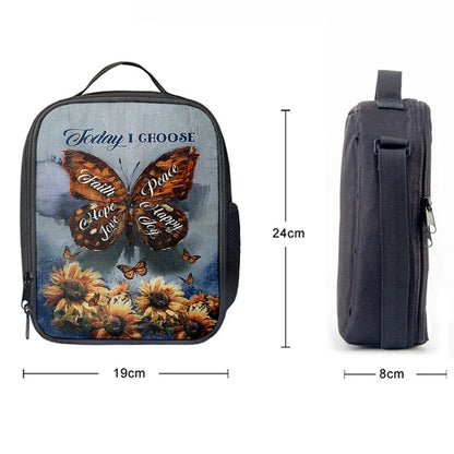 Today I Choose Peace Brown Butterfly Sunflower Lunch Bag For Men And Women, Spiritual Christian Lunch Box For School, Work