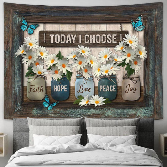 Today I choose Daisy flower Tapestry Wall Art - Bible Verse Tapestry - Religious Tapestry Wall Hanging