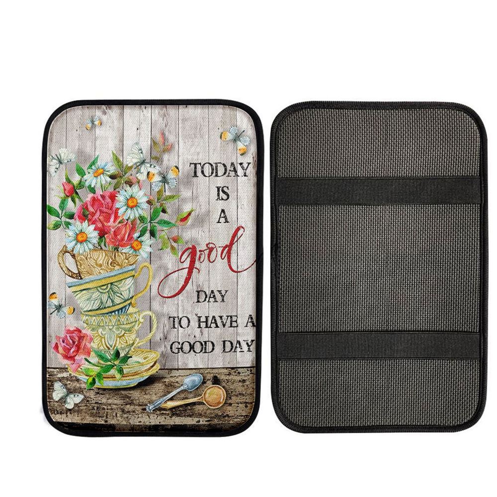 Today Is A Good Day Daisy Car Center Console Cover, Bible Verse Car Interior Accessories