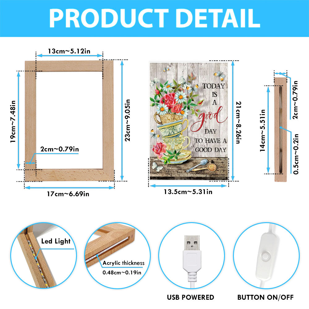 Today Is A Good Day Daisy Frame Lamp Art - Christian Night Light Decor