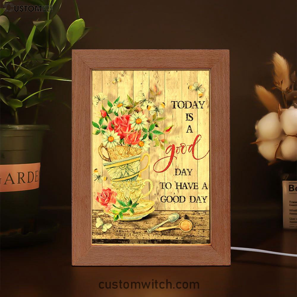 Today Is A Good Day Daisy Frame Lamp Art - Christian Night Light Decor