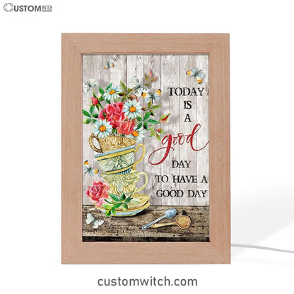 Today Is A Good Day Daisy Frame Lamp Art - Christian Night Light Decor