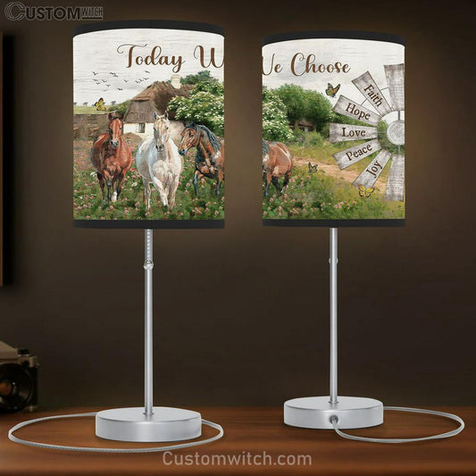 Today We Choose Joy Dream Horses Windmill Table Lamb Gift - Bible Verse Table Lamb - Religious Bedroom Decor