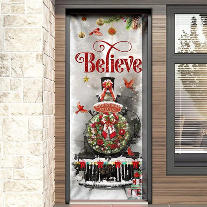 Train Christmas Believe Door Cover, Christmas Door Knob Covers, Christmas Outdoor Decoration