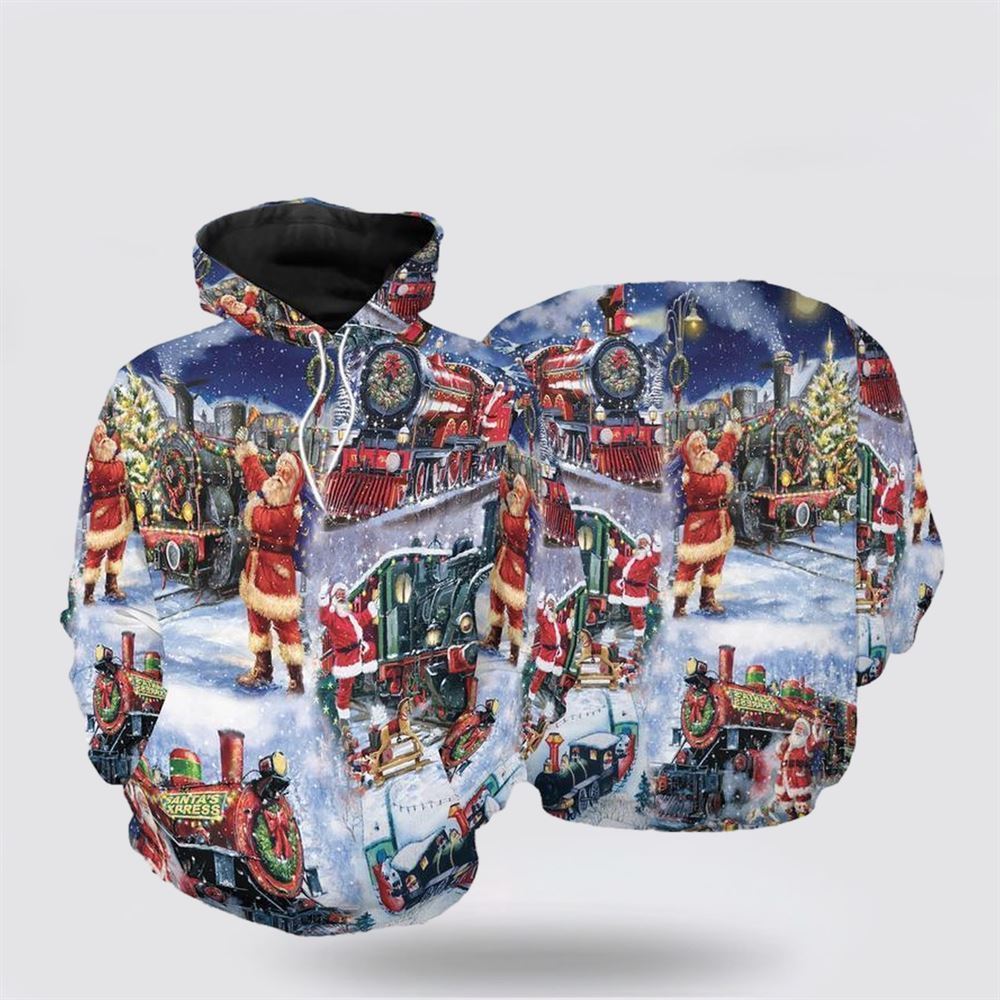 Train To Christmas All Over Print 3D Hoodie For Men & Women, Christmas Hoodie Cute, Christmas Gift, Christmas Fashion