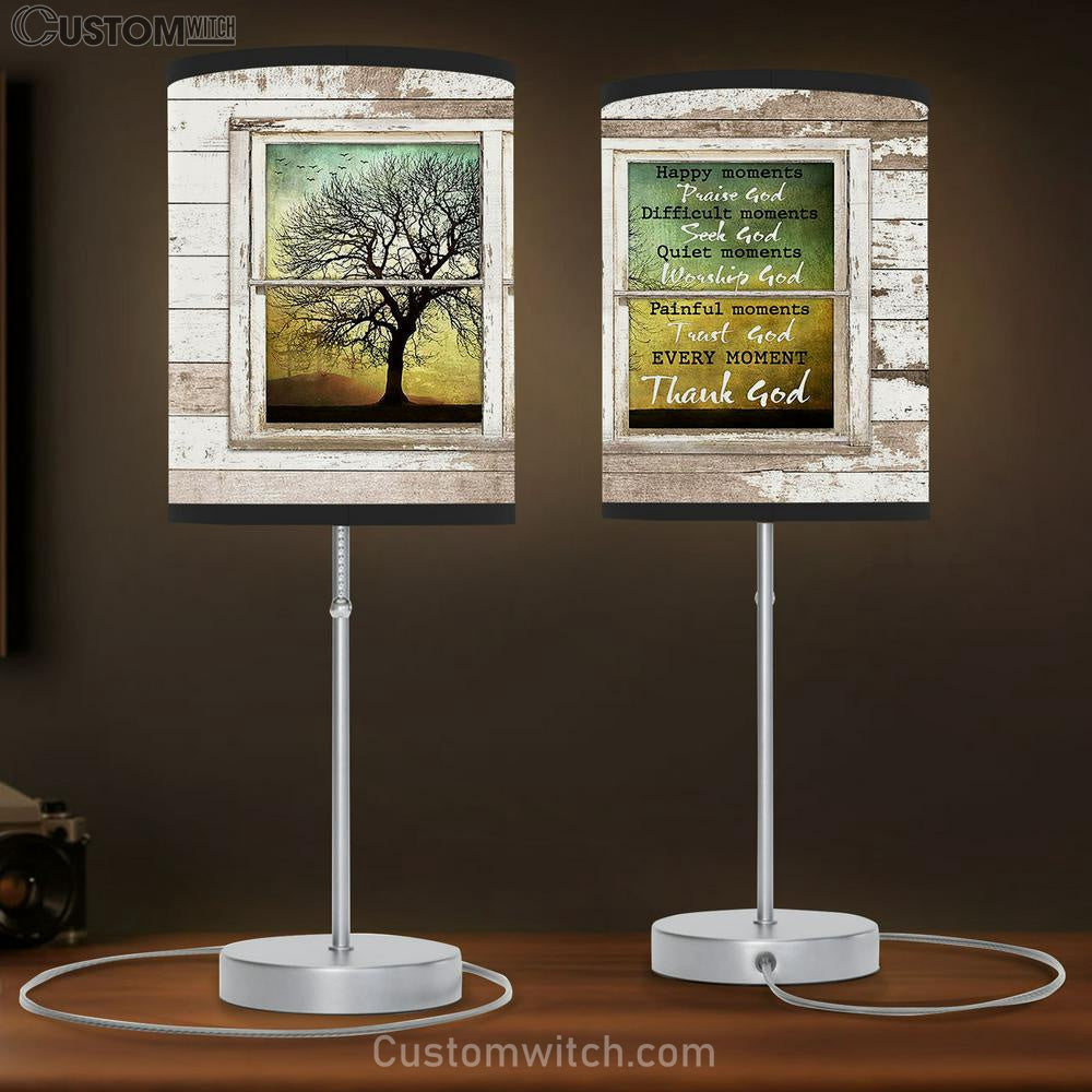 Tree Cross Every Moment Thank God Table Lamb Art - Bible Verse Lamb Gift - Christian Bedroom Decor