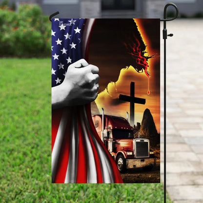 Trucker Jesus Christian American House Flags, Christian Flag, Scripture Flag, Garden Banner