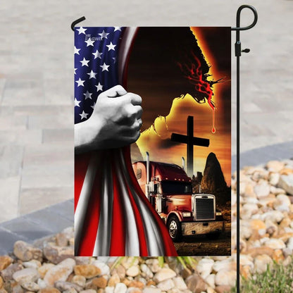Trucker Jesus Christian American House Flags, Christian Flag, Scripture Flag, Garden Banner
