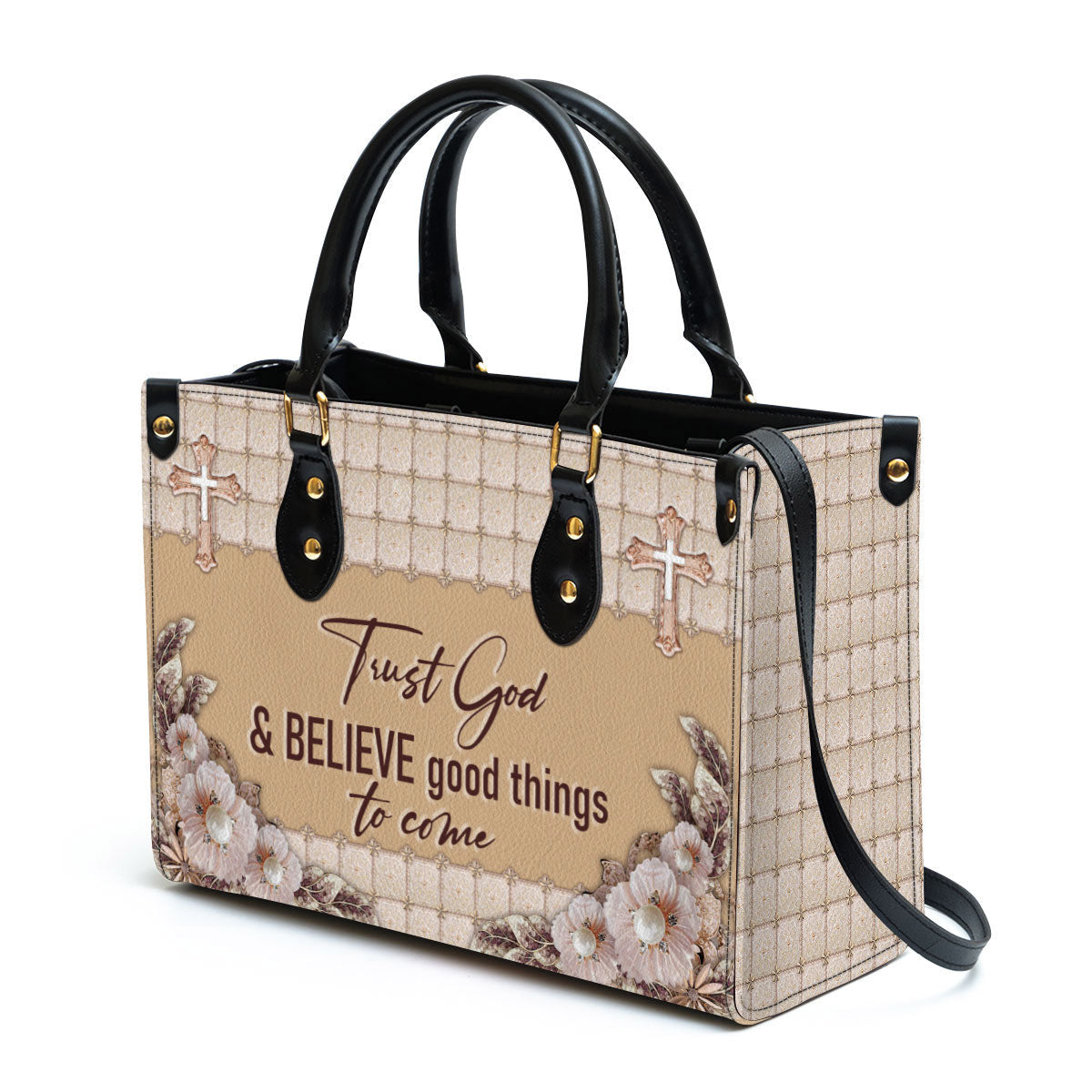 Trust God And Believe Good Things To Come Elegant Christian Leather Handbag, Religious Gifts For Women