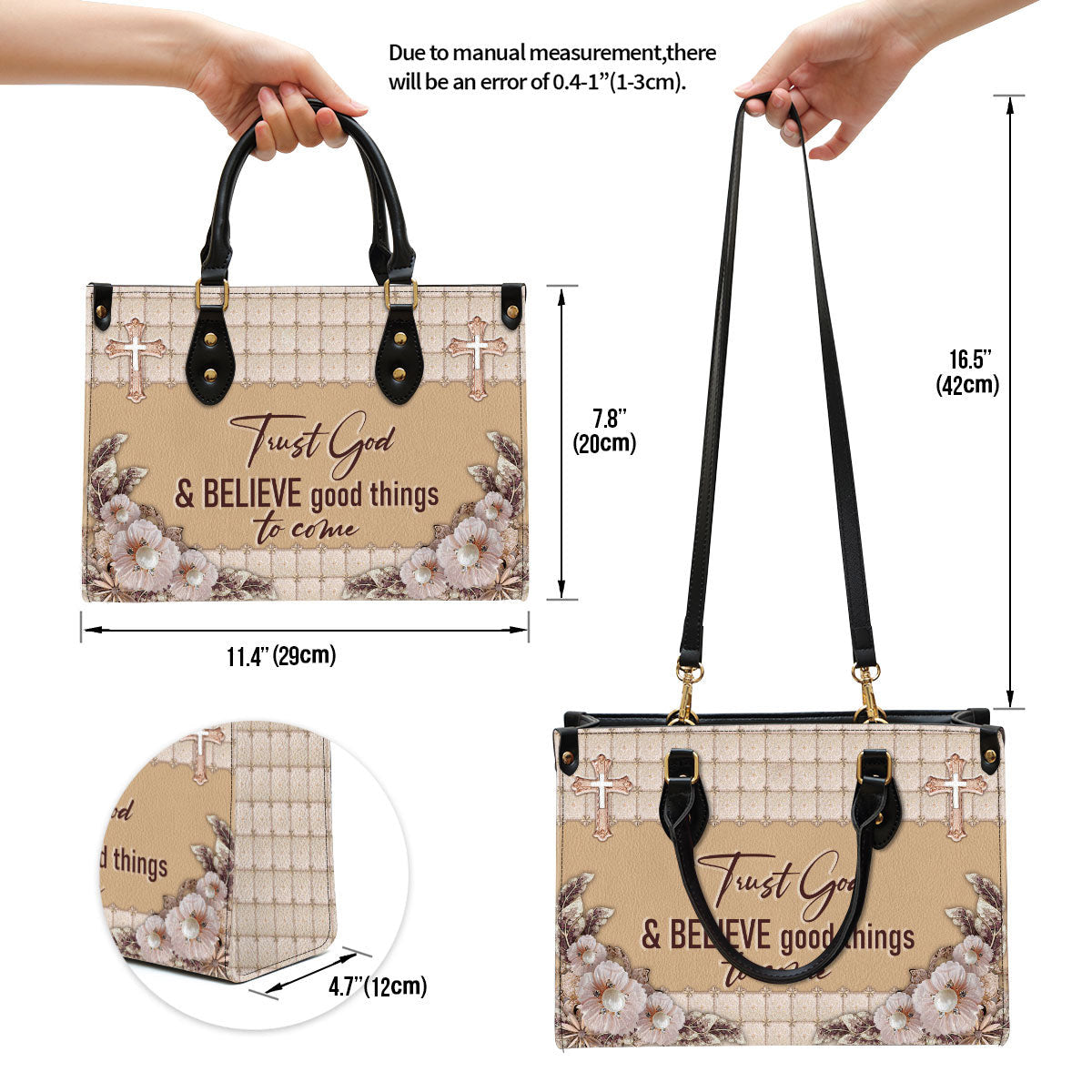 Trust God And Believe Good Things To Come Elegant Christian Leather Handbag, Religious Gifts For Women