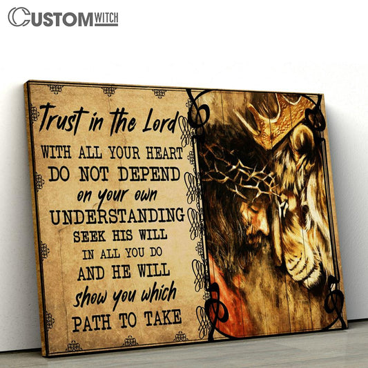 Trust In The Lord Jesus And Lion Large Canvas - Christian Canvas Prints - Religious Canvas Art