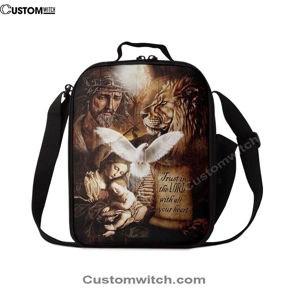 Trust In The Lord Lunch Bag For Men And Women - The Life Of Jesus Lion Dove Lunch Bag, Spiritual Christian Lunch Box For School, Work