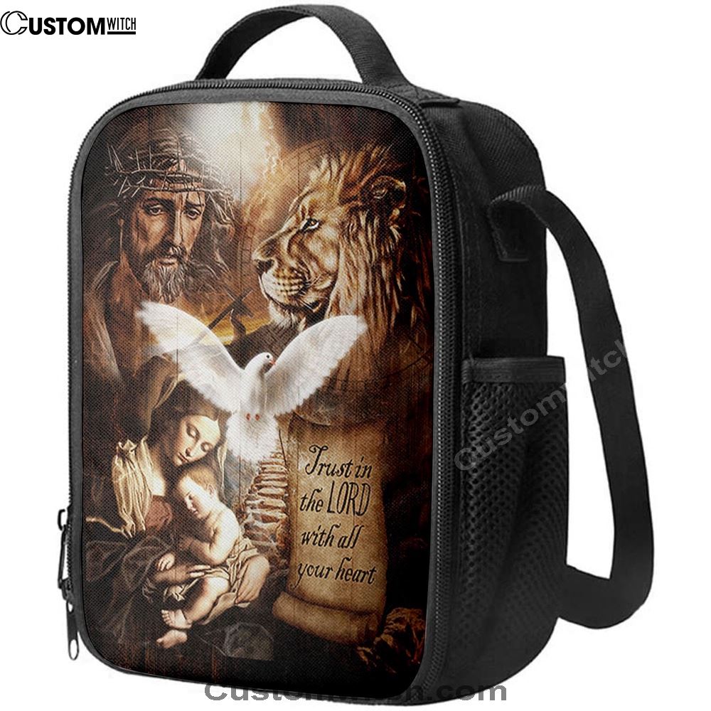 Trust In The Lord Lunch Bag For Men And Women - The Life Of Jesus Lion Dove Lunch Bag, Spiritual Christian Lunch Box For School, Work