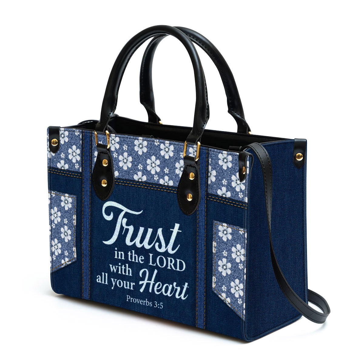 Trust In The Lord With All Your Heart Leather Bag With Handle, Religious Gifts For Women